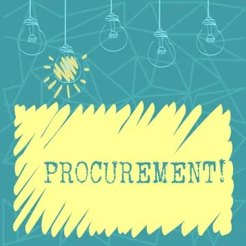 Handwriting text Procurement. Concept meaning Procuring Purchase of equipment Illustrazione stock