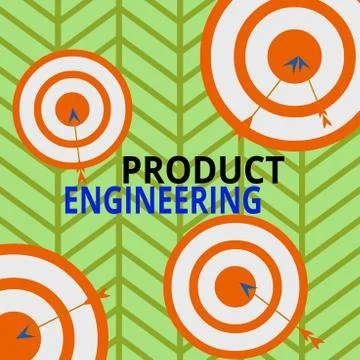Handwriting text Product Engineering. Concept meaning process of designing and Stock Illustration