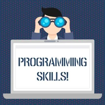 Handwriting text Programming Skills. Concept meaning skills vital to write a 스톡 일러스트