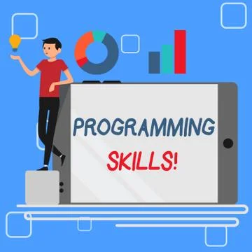 Handwriting text Programming Skills. Concept meaning skills vital to write a 스톡 일러스트