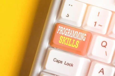 Handwriting text Programming Skills. Concept meaning expertise required to Stock Photos