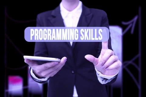 Handwriting text Programming Skills. Internet Concept skills vital to write a Fotos de archivo