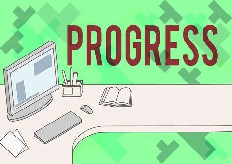 Handwriting text Progress. Business showcase development towards an improved or 库存插图
