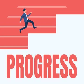 Handwriting text Progress. Word Written on development towards an improved or 库存插图