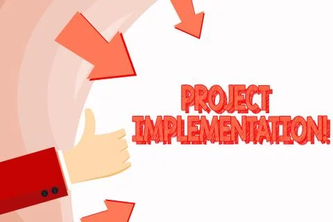 Handwriting text Project Implementation. Concept meaning phase where visions and Ilustración de archivo