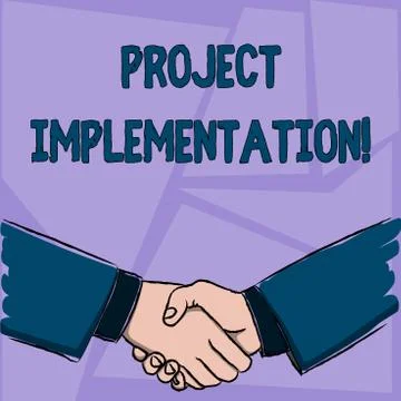 Handwriting text Project Implementation. Concept meaning phase where visions and Illustrazione stock