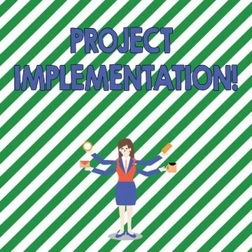 Handwriting text Project Implementation. Concept meaning phase where visions and Stock Illustration