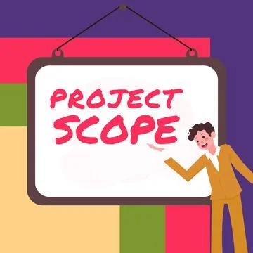 Handwriting text Project Scope. Business showcase evaluation of work efforts a Stock Illustration