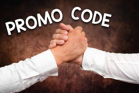 Handwriting text Promo Code. Business approach letters or numbers that allows Stock-Fotos