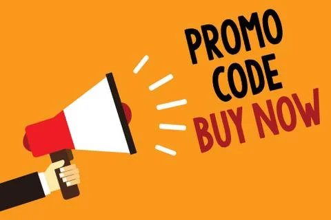 Handwriting text Promo Code Buy Now. Concept meaning Giving great discount by Stock-Illustration