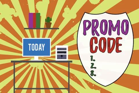 Handwriting text Promo Code. Concept meaning digital numbers that give you good Stock Illustration