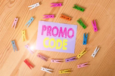 Handwriting text Promo Code. Concept meaning digital numbers that give you good Foto stock