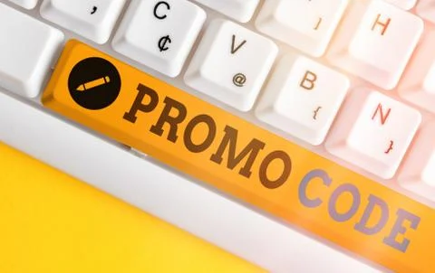 Handwriting text Promo Code. Concept meaning letters or numbers that allows Foto stock
