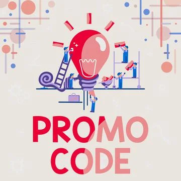 Handwriting text Promo Code. Word Written on digital numbers that give you good Stock Illustration