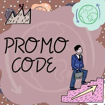 Handwriting text Promo Code. Word Written on digital numbers that give you good Stock-Illustration