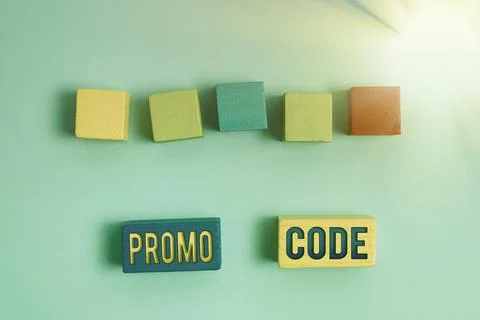 Handwriting text Promo Code. Word for letters or numbers that allows getting a Foto stock