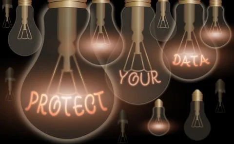 Handwriting text Protect Your Data. Concept meaning cyber security safe and Stock Illustration