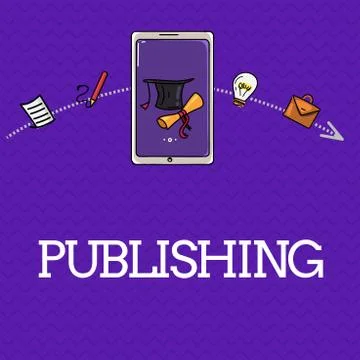 Handwriting text Publishing. Concept meaning Preparing and issuing book journals Stock Illustration
