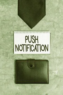 Handwriting text Push Notification. Internet Concept automated message sent by Stock Photos