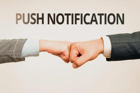 Handwriting text Push Notification. Internet Concept automated message sent by Stock Photos