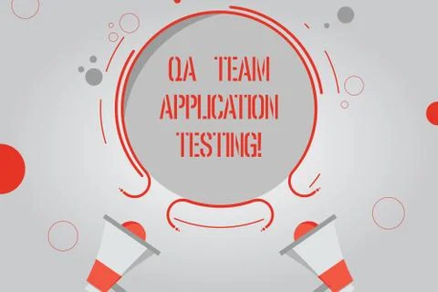 Handwriting text Qa Team Application Testing. Concept meaning Question and Illustrazione stock