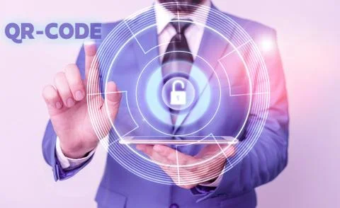 Handwriting text Qr Code. Concept meaning the trademark for a type of matrix Stock Photos