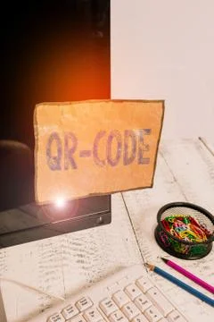 Handwriting text Qr Code. Concept meaning the trademark for a type of matrix Foto stock