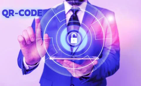 Handwriting text Qr Code. Concept meaning the trademark for a type of matrix Foto stock