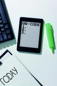 Handwriting text Qr Code. Concept meaning the trademark for a type of matrix Foto stock