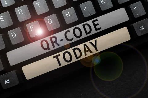 Handwriting text Qr Code. Word for the trademark for a type of matrix barcode A Foto stock