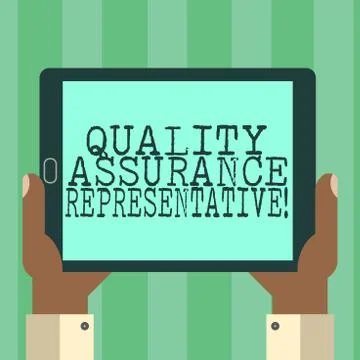 Handwriting text Quality Assurance Representative. Concept meaning Develops and Illustrazione stock