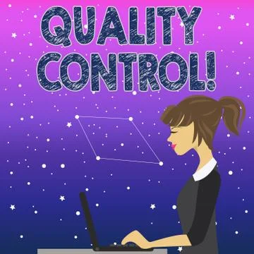 Handwriting text Quality Control. Concept meaning system of maintaining Illustrazione stock