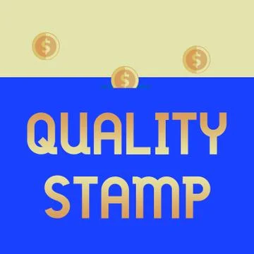 Handwriting text Quality Stamp. Concept meaning Seal of Approval Good Impression Illustrazione stock