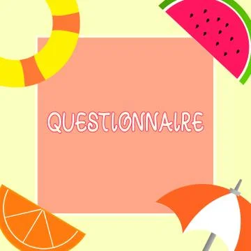 Handwriting text Questionnaire. Concept meaning Set of enquires Basis of Stock Illustration