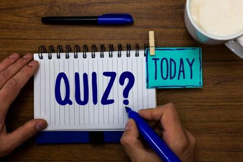 Handwriting text Quiz Question. Concept meaning Short Tests Evaluation Examin Stock Photos