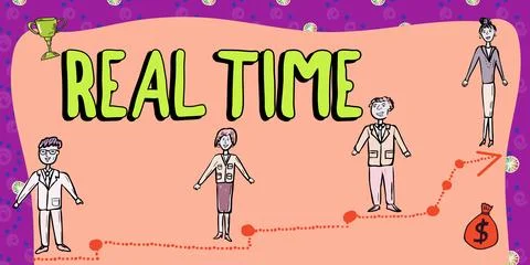 Handwriting text Real Time. Internet Concept the actual time during which a Stock Illustration