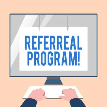 Handwriting text Referral Program. Concept meaning internal recruitment method Stock Illustration