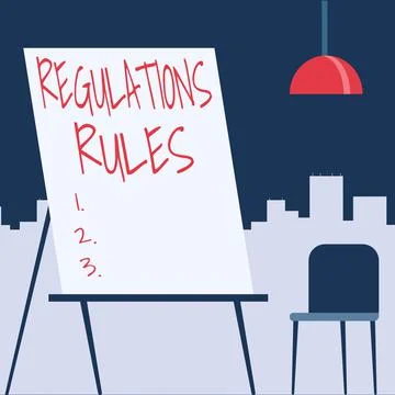 Handwriting text Regulations Rules. Conceptual photo Standard Statement Stock Illustration
