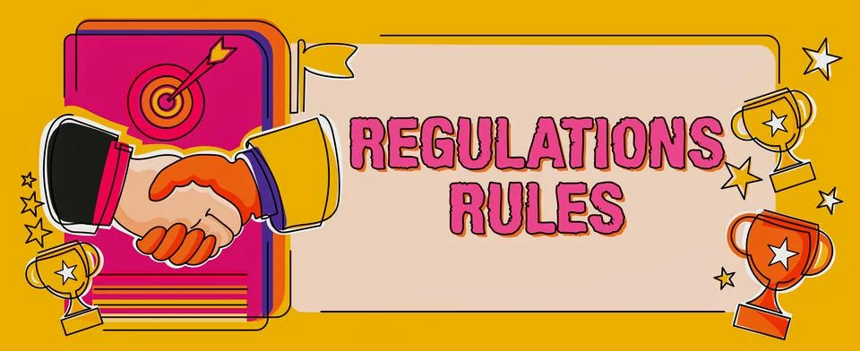 Handwriting text Regulations RulesStandard Statement Procedure govern to control Stockillustratie
