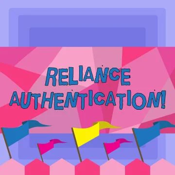 Handwriting text Reliance Authentication. Concept meaning part of trust based Stock Illustration