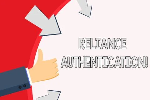 Handwriting text Reliance Authentication. Concept meaning part of trust based Stock Illustration