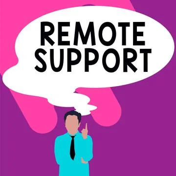 Handwriting text Remote Support. Business idea help end-users to solve computer Stock Illustration