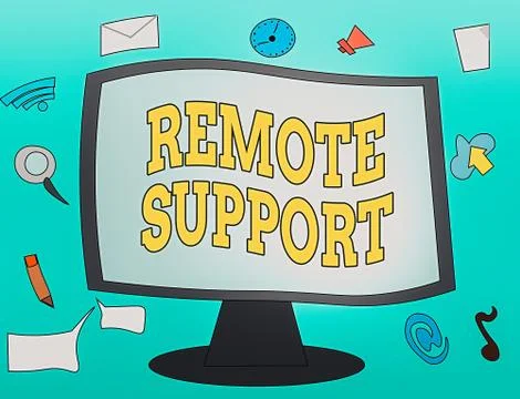 Handwriting text Remote Support. Concept meaning type of secure service, which Stock Illustration