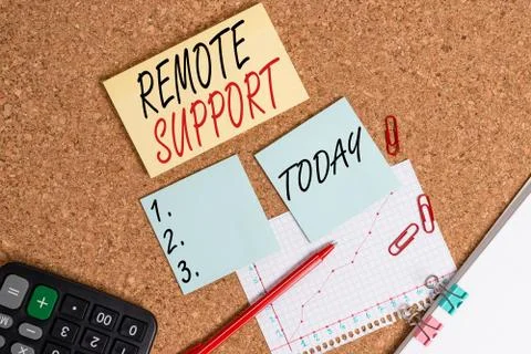 Handwriting text Remote Support. Concept meaning help endusers to solve computer Stock Photos