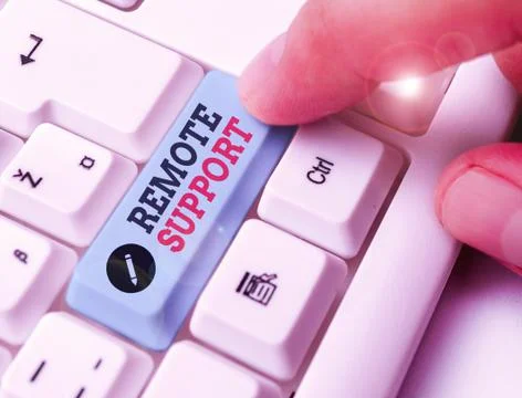 Handwriting text Remote Support. Concept meaning help endusers to solve computer Stock Photos
