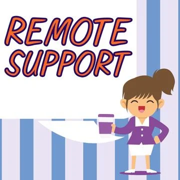 Handwriting text Remote Support. Conceptual photo help end-users to solve イラスト素材