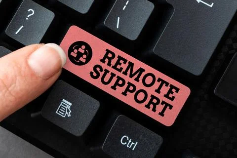 Handwriting text Remote Support. Word for help endusers to solve computer Stock Photos