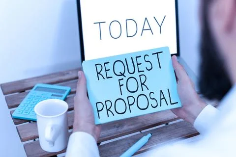 Handwriting text Request For Proposal. Business showcase document contains Stock Photos