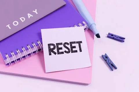 Handwriting text Reset. Internet Concept cause device return to its factory mode Stock Photos