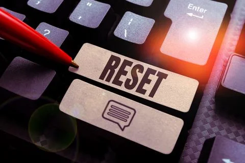 Handwriting text Reset. Internet Concept cause device return to its factory mode Stock Photos